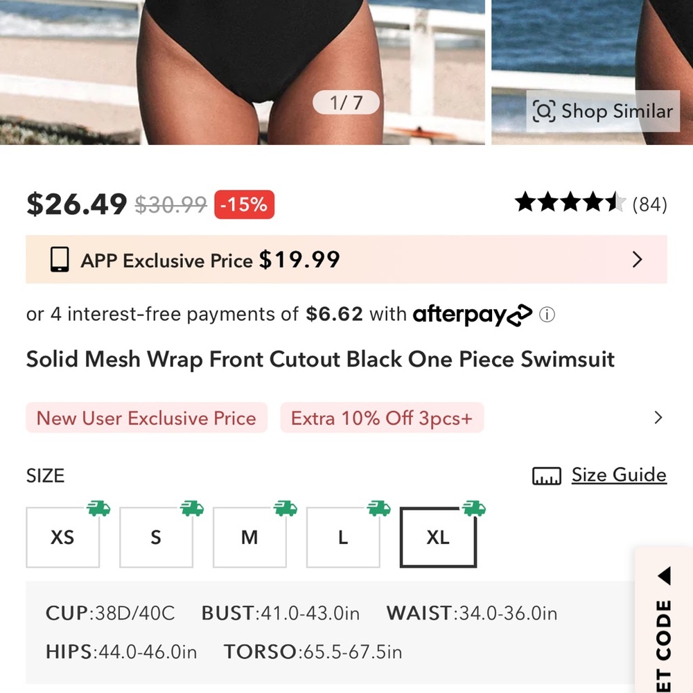 Solid Mesh Wrap Front Cutout Black One Piece Swimsuit - Picture 8 of 8